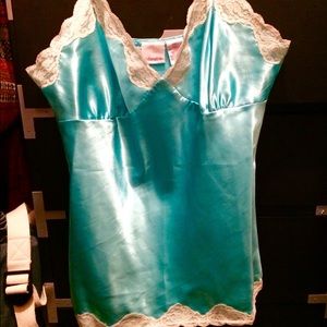 Blue satin and lace camisole